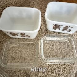 MCM Pyrex Early American Dish Set Refrigerator Dishes and Lids Vintage Complete