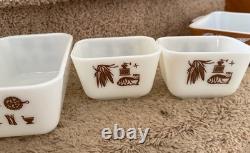 MCM Pyrex Early American Dish Set Refrigerator Dishes and Lids Vintage Complete