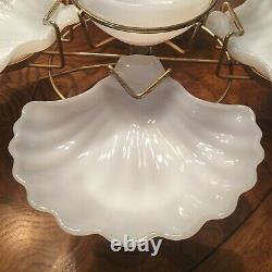 MCM Ultra Rare FIRE KING Shell Lazy Susan Nuts Candy Dessert Dish SERVER Buffet