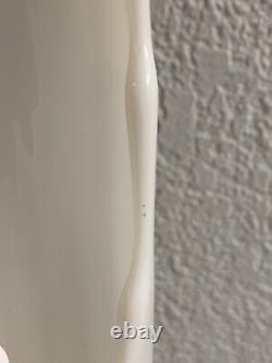 MCM Vintage LE Smith White Milk Glass Panel Swung Vase 17