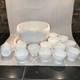 Mcm Westmoreland White Milk Glass 14 Pc Punch Set Bowl Ladle 12 Mugs Fruit