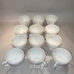MCM Westmoreland White Milk Glass 14 Pc Punch Set Bowl Ladle 12 Mugs Fruit