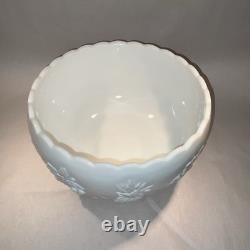 MCM Westmoreland White Milk Glass 14 Pc Punch Set Bowl Ladle 12 Mugs Fruit