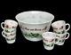 Mid-century 1950s 6 Piece Tom&jerry White Glass Punch Bowl Set Christmas