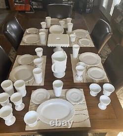 MILK GLASS LOT 40 Item Indiana Colony Harvest Grape Set 1960's UNUSED