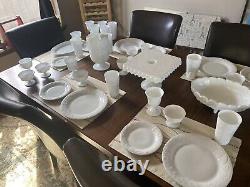 MILK GLASS LOT 40 Item Indiana Colony Harvest Grape Set 1960's UNUSED