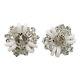 Miriam Haskell White Milk Glass Clear Crystal Silver Tone Screwback Clip Earring