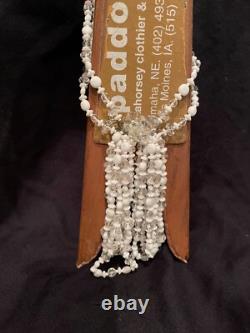 MIRIAM HASKELL White Milk Glass Clear Crystal necklace, bracelet, earrings