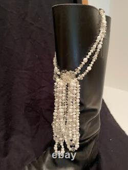 MIRIAM HASKELL White Milk Glass Clear Crystal necklace, bracelet, earrings