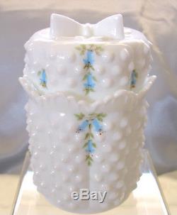 MNTVINTAGE70sFENTONSRCHD PNTBLUEBELLSHOBNAILBUTTERFLYMILK GLASSCVD JAR