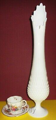 MONUMENTAL pre-logo FENTON 21 1/4 milk glass SWUNG & STRETCHED HOBNAIL VASE