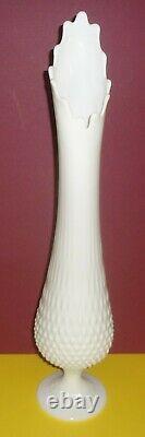 MONUMENTAL pre-logo FENTON 21 1/4 milk glass SWUNG & STRETCHED HOBNAIL VASE