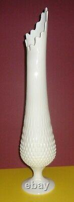 MONUMENTAL pre-logo FENTON 21 1/4 milk glass SWUNG & STRETCHED HOBNAIL VASE