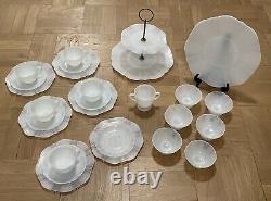 MacBeth Evans American Sweetheart White Opalescent Milk Glass Tea Dessert Set