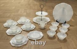 MacBeth Evans American Sweetheart White Opalescent Milk Glass Tea Dessert Set