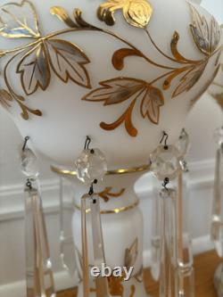 Mantle Lusters White & gold berries fruit and leaves Gilded milk Glass 13