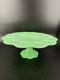 Martha Stewart By Mail 1999 Jadeite Scalloped Pedestal Cake Stand Green Glass