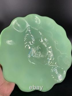 Martha Stewart By Mail 1999 Jadeite Scalloped Pedestal Cake Stand Green Glass