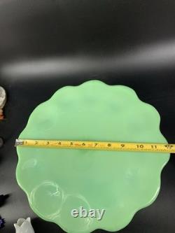 Martha Stewart By Mail 1999 Jadeite Scalloped Pedestal Cake Stand Green Glass