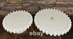 Martha Stewart Milk Glass White Ruffle Crimped Edge Cake Stands Pedestal 10 8