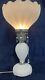 Maximalist Vintage Assemblage Art Boudoir Pull Chain Switch Milk Glass Tablelamp