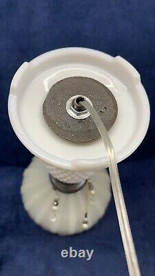 Maximalist Vintage Assemblage Art Boudoir Pull Chain Switch Milk Glass TableLamp