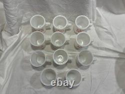 McK Tom & Jerry PUNCH BOWL SET White Milk Glass With Red Letters Vintage