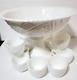 Mckee Concord Milk Glass, Daisy And Button Punchbowl Set/pedestal-(12) Vtg