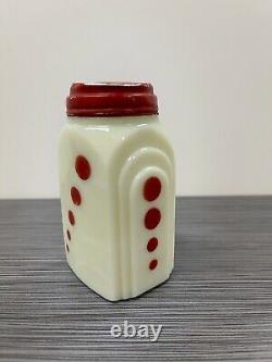 McKee Glass Co French Ivory With Red Dots Roman Arch Pepper Shaker Blank