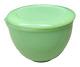 Mckee Jadeite Skokie Green Milk Glass Small Child's 4.25 Spouted Bowl & Cover