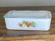 Mckee Opal White Milk Glass Strawberry Pattern Refrigerator Dish Box 1930's