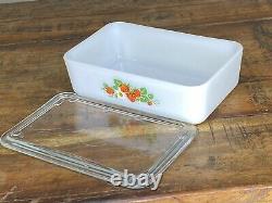 McKee Opal White Milk Glass Strawberry Pattern Refrigerator Dish Box 1930's