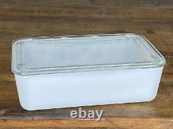 McKee Opal White Milk Glass Strawberry Pattern Refrigerator Dish Box 1930's