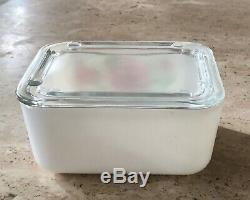 McKee Red Floral Rose Amaryllis White Milk Glass Small Refrigerator Box Dish Jar