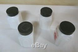 McKee Set of 4 Milk Glass Red Ship Sailboat Pepper Salt Sugar Flour Shakers