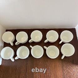 McKee Thatcher White Milk Glass Punch Bowl with Pedestal & 10 Cups Amazing Set