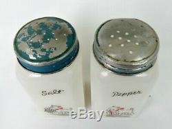 McKee Tipp City Scotty Westie Dog Large Salt Pepper Range Shakers Milk Glass