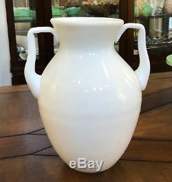 McKee White Milk Glass 12.5 Double Handled Amphora Trophy Form Rebecca Vase