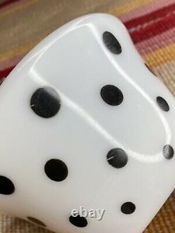 McKee White Milk Glass Black Polka Dots 6 Bell Shape Mixing Bowl