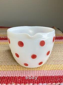 McKee White Milk Glass Red Polka Dots 2 Cup Measuring Pitcher