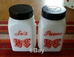 Mckee Red Check Gingham Bow Salt & Pepper Range Shaker Pair