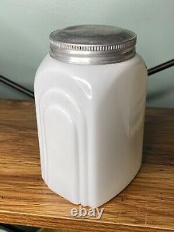 Mckee White Milk Glass Roman Arch Sugar Canister Jar