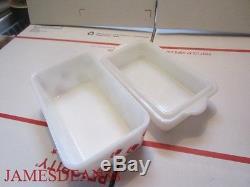 Mckee White Red Milk Glass Diamond Check 1 Pd Butter Dish & LID
