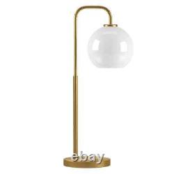 Meyer&Cross Harrison 27 in. With White Milk Glass Shade Brass Arc Table Lamp