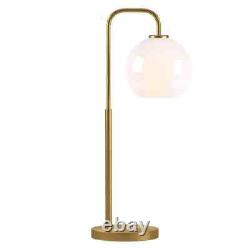 Meyer&Cross Harrison 27 in. With White Milk Glass Shade Brass Arc Table Lamp