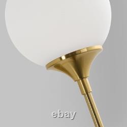 Mid Century Globe Wall Sconce Set of 2 Brass Bathroom Milk Glass Lights Modern
