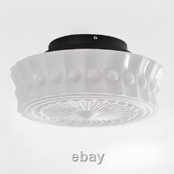 Mid Century Milk Glass Semi Flush Mount Ceiling Light Vintage Style B White