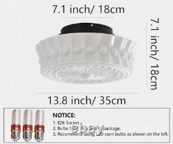 Mid Century Milk Glass Semi Flush Mount Ceiling Light Vintage Style B White