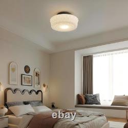 Mid Century Milk Glass Semi Flush Mount Ceiling Light Vintage Style B White