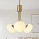 Mid Century Modern Chandelier, Gold Sputnik Chandeliers With 3 White Milk Glass
